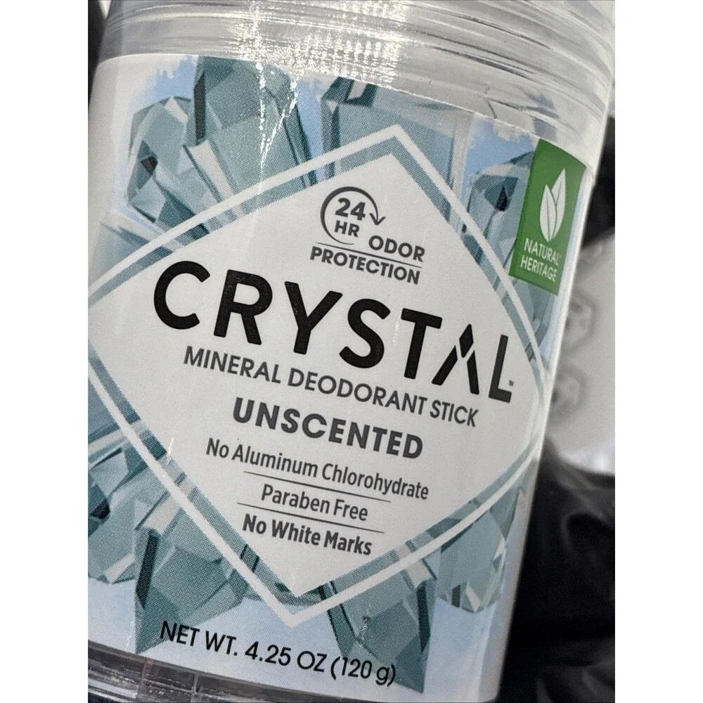 Crystal Mineral Deodorant Unscented No Aluminum 24 Hour Odor Protection 2 Pack